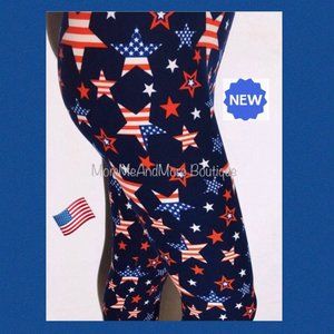 NEW Womens American Flag USA Star Leggings OS and Plus (mommy and me leggings)